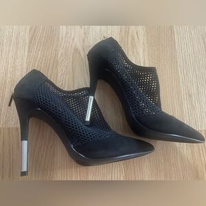 Elegant Black Mesh Women's Heels